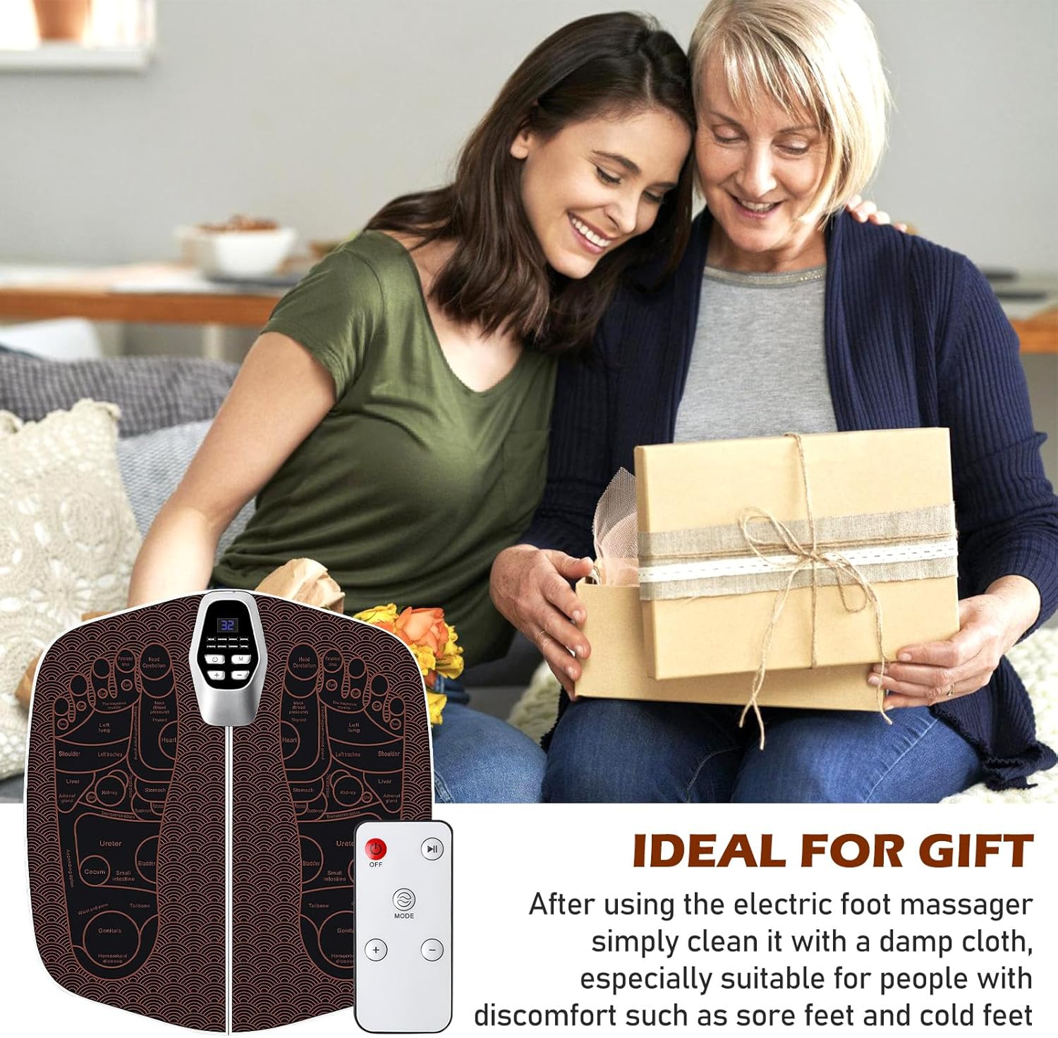 BORDEAG Electric Foot Massager with 8 Programs, 32 Intensity Levels