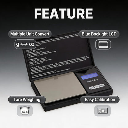 XDFEWFJH Digital Scale 500 g x 0.01 g Milligram Scale for Espresso Jewelry & Coffee with Tare LCD Display Batteries Included