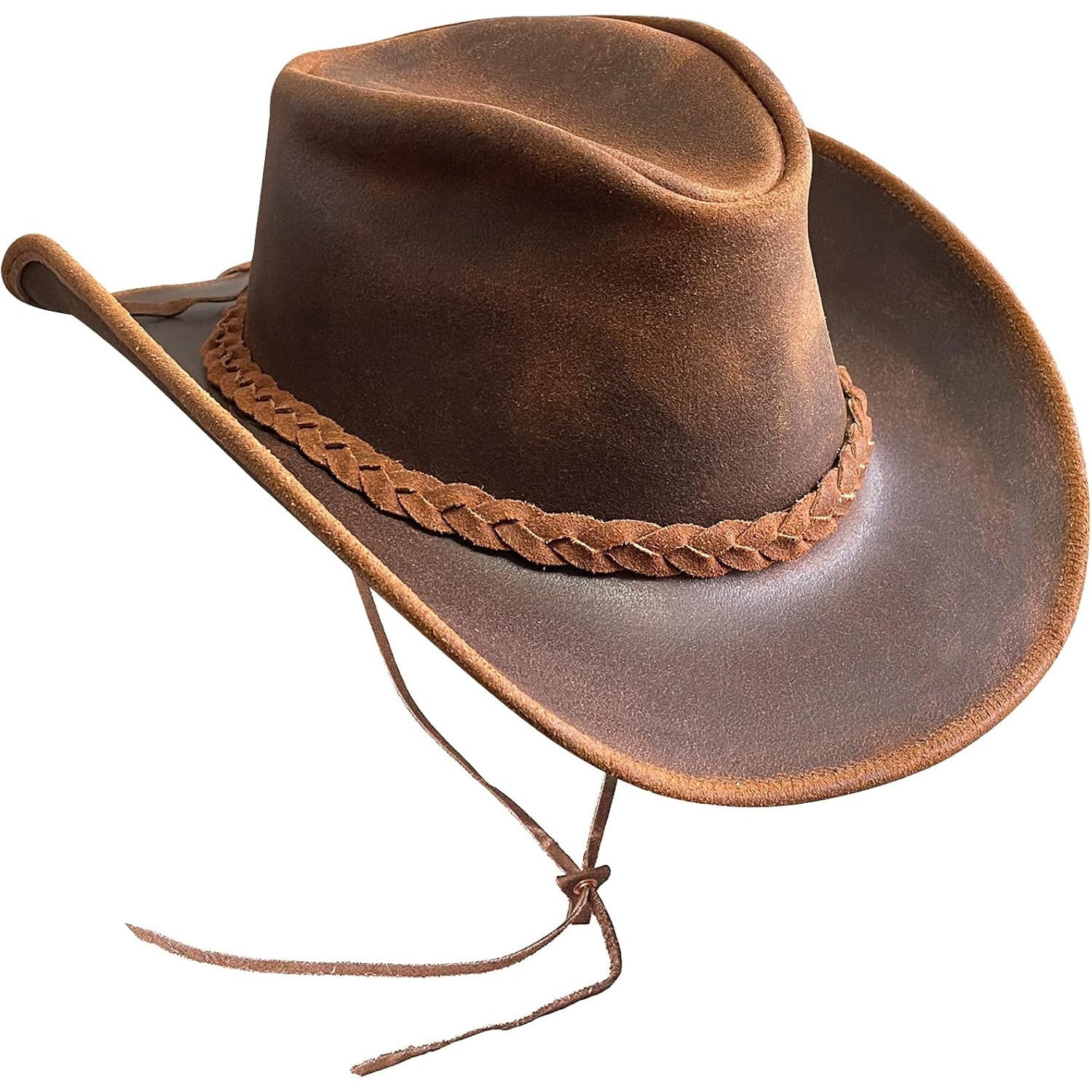 Premium Australian Leather Cowboy Hat with Braided Band