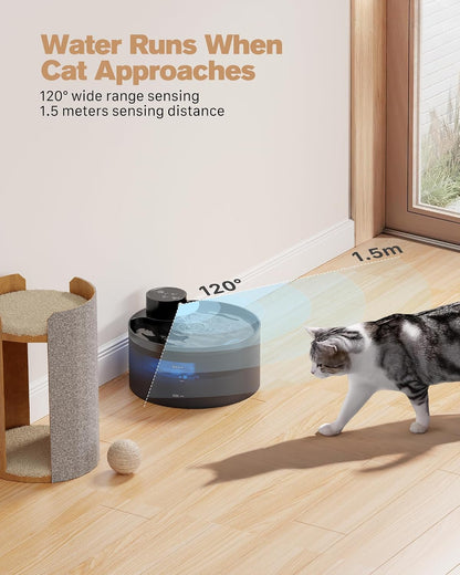 GIOTOHUN Wireless Cat Drinking Fountain 3.2L Black