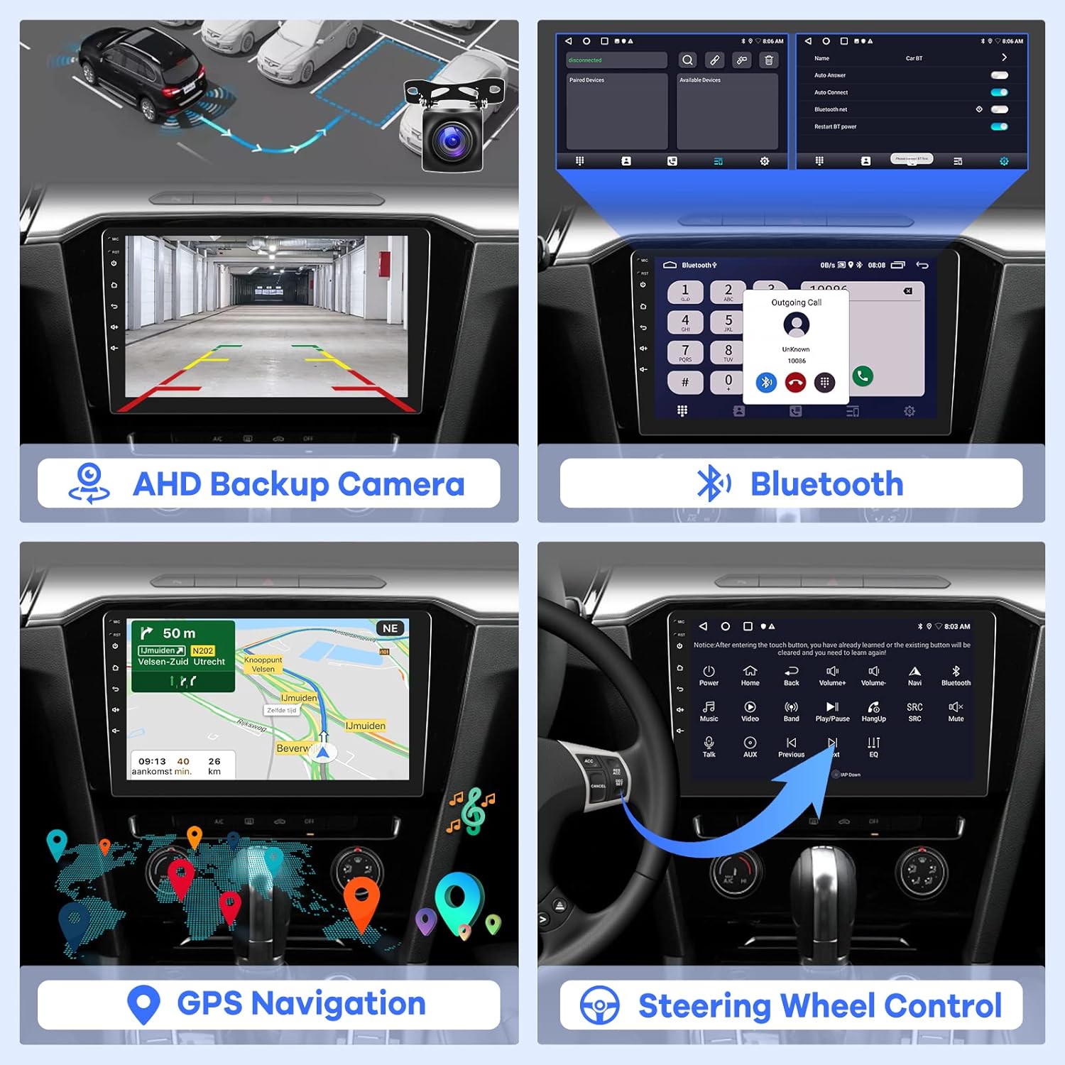 EKAT 10.1" Android 11 Double Din Car Stereo Wireless CarPlay