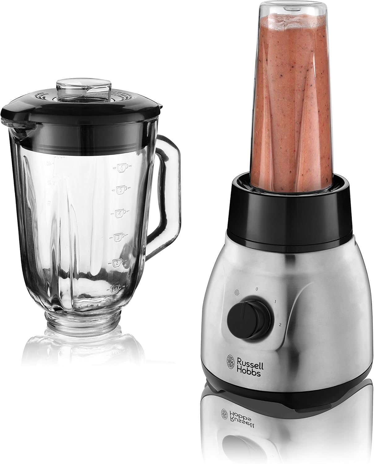 Russell Hobbs 2-in-1 Glass Steel Stand Mixer with To-Go Mug