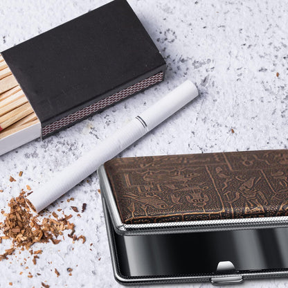 Golden Leatherette Cigarette Case Elegant Portable Metal Holder for 20 King Size Cigarettes - Gomix Brands Outlet