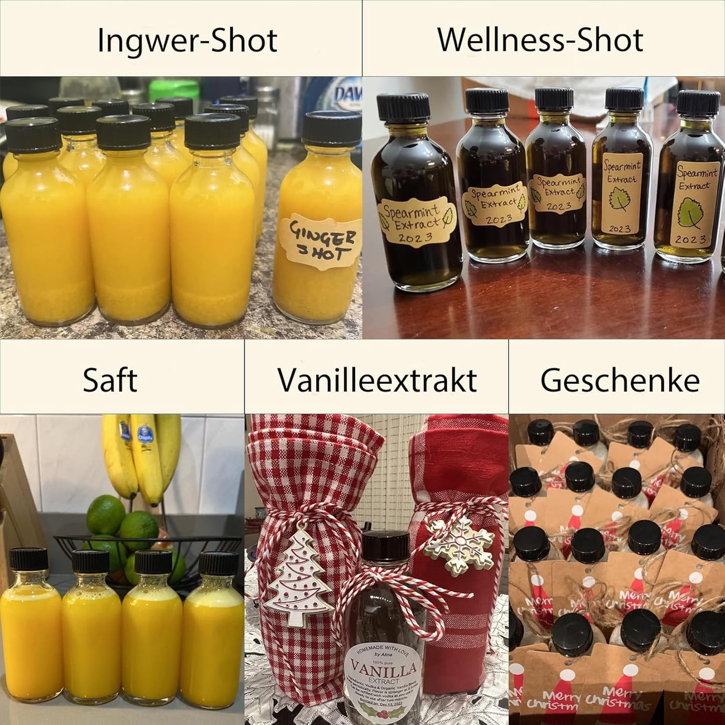 DIDITIME 12-Pack Mini Glass Shot Bottles with Funnel – 60ml