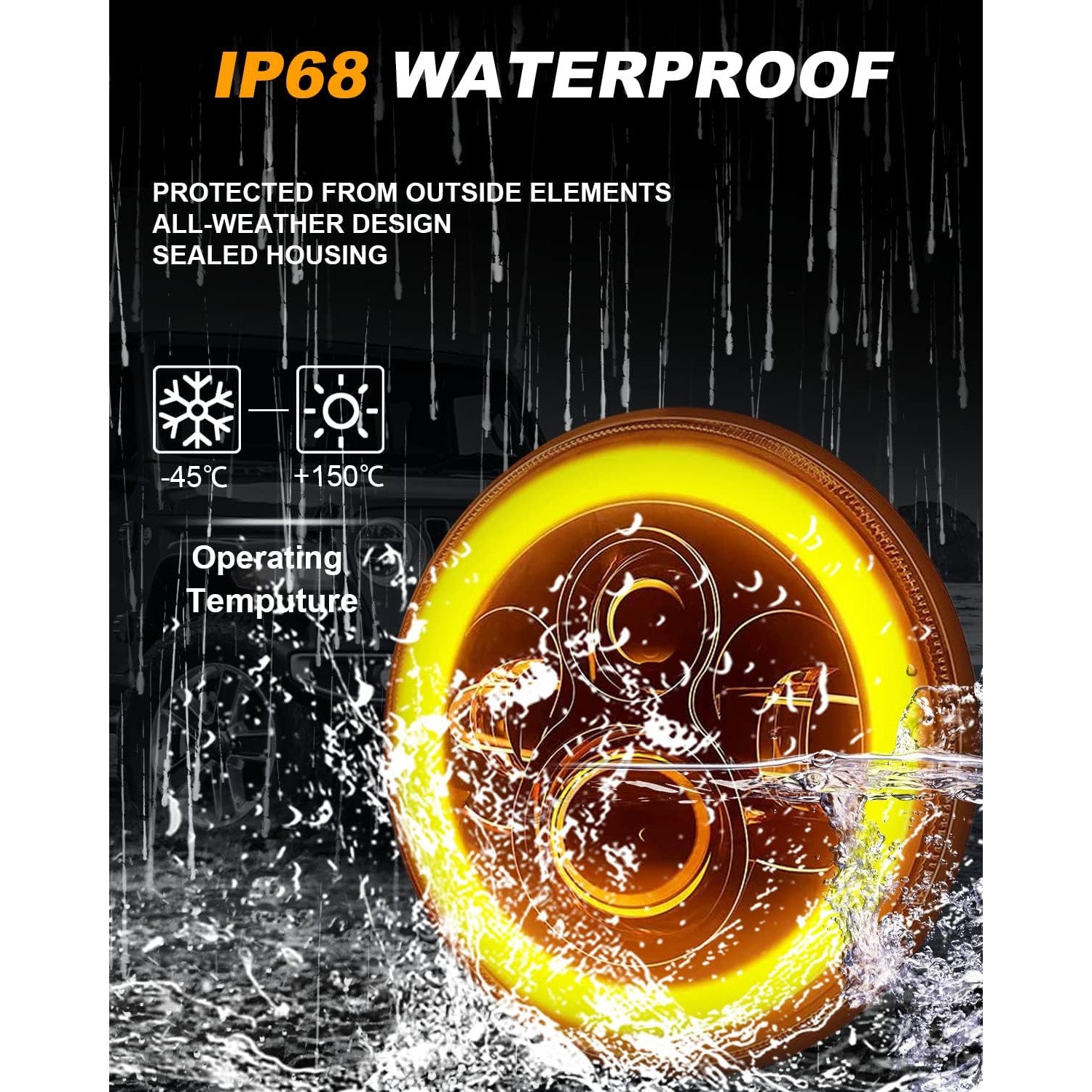 MGLLIGHT 7‑Inch LED Halo Headlights with Amber Turn Signal