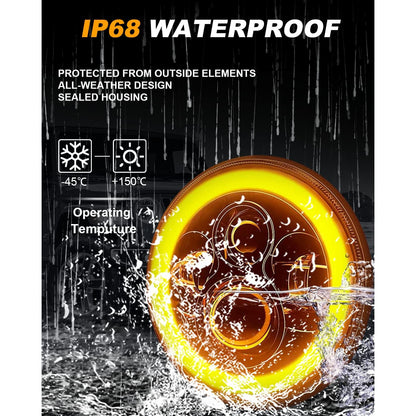 MGLLIGHT 7‑Inch LED Halo Headlights with Amber Turn Signal