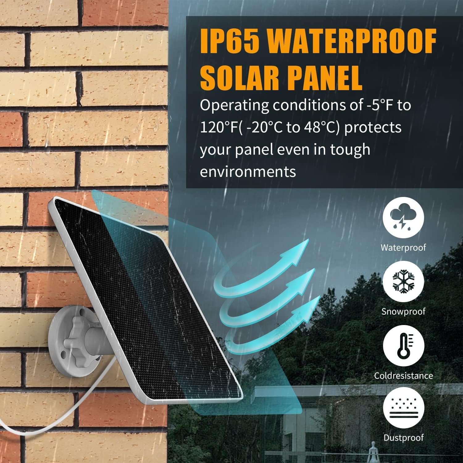 A-ZONE 7W Waterproof Solar Panel for Ring Doorbells