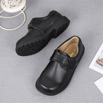 sfdgfhyf Grey Kids Walking Shoes – Leather Boots for Ages 10‑10.5