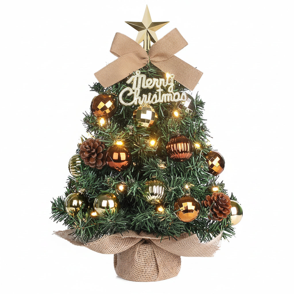 DEWUR 60cm Mini Christmas Tree with LED Lights Table Decoration Green