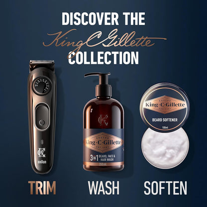 King C. Gillette Cordless Beard Trimmer with 3 Comb Attachments