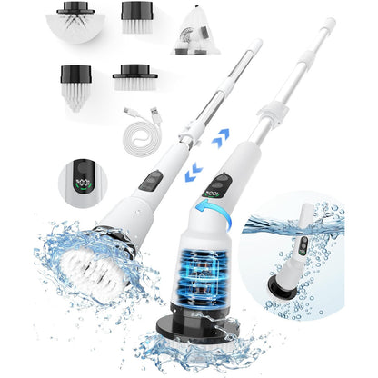 Kimeetol Waterproof Electric Spin Scrubber with Adjustable Handle