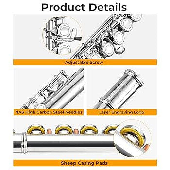 Vangoa 16 Key C Flute Instrument Set for Beginners with Accessories