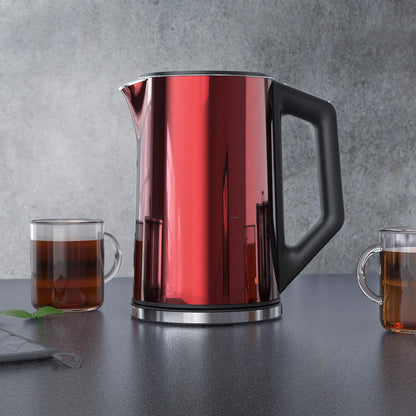 Arendo Stainless Steel Electric Kettle, 1.5L, Crimson Red, Temperature Control