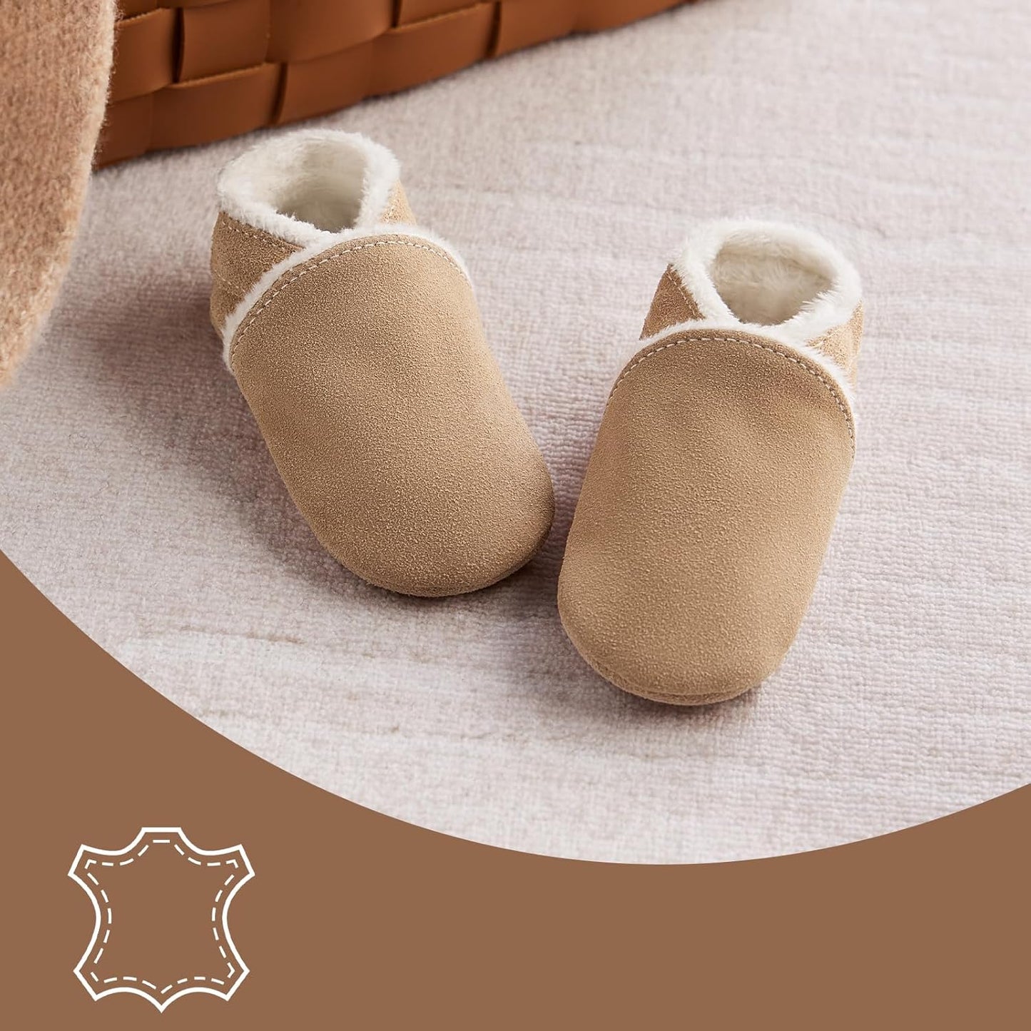 Cozy Leather Baby Slippers for Girls and Boys Warm Winter