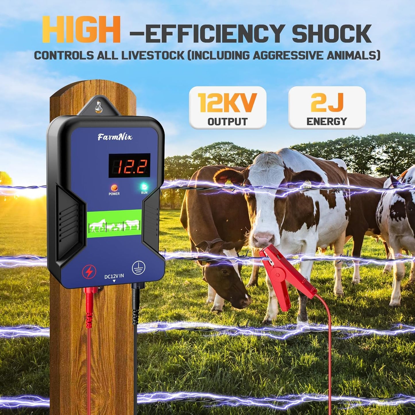 FarmNix 15KM High Voltage Electric Fence Controller 2J