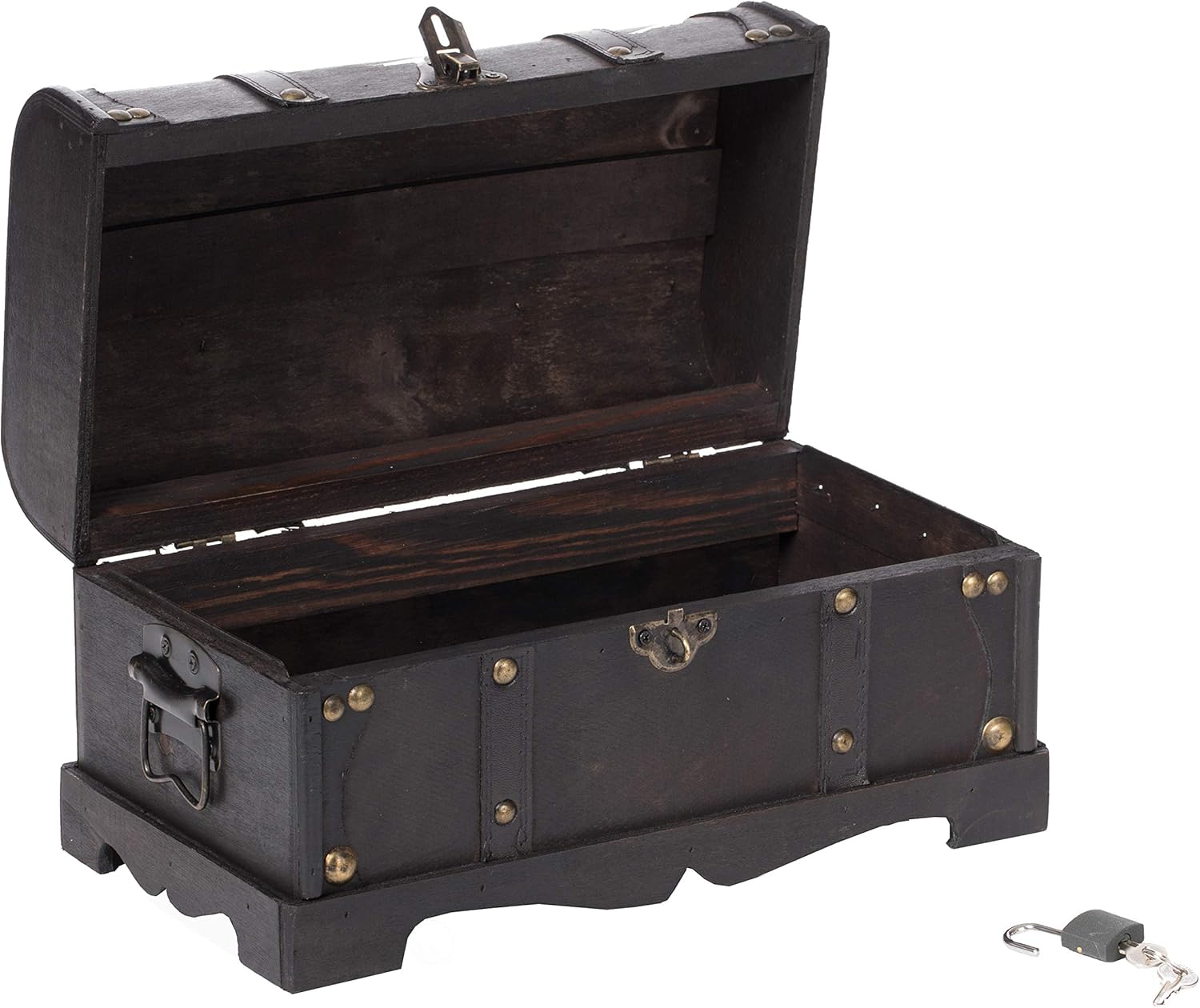 Vintage Pirate Wooden Treasure Chest with Padlock, Small Storage