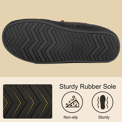 LongBay Men's Memory Foam Moccasin Slippers: Warm Indoor Outdoor Rubber Sole