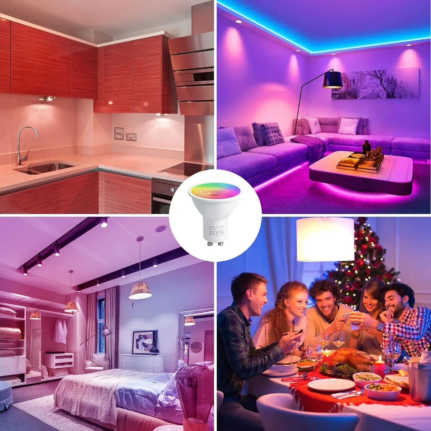 REYLAX GU10 LED Color Changing 6W Dimmable RGB Bulb 4-Pack - Gomix Brands Outlet