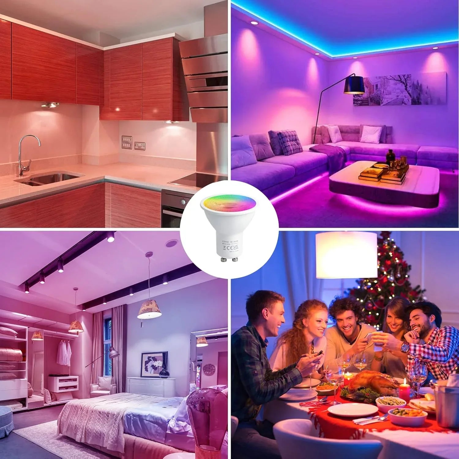 REYLAX GU10 LED Color Changing 6W Dimmable RGB Bulb 4-Pack - Gomix Brands Outlet