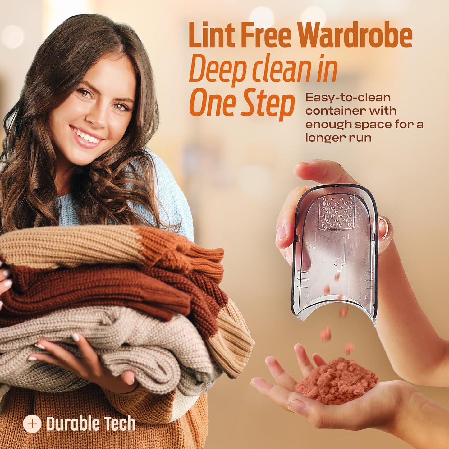 PORTENTUM Electric Lint Remover with Stainless Steel Blades Battery Included