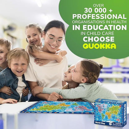QUOKKA 100-Piece Educational Floor Puzzle x3 – World, Europe, Space