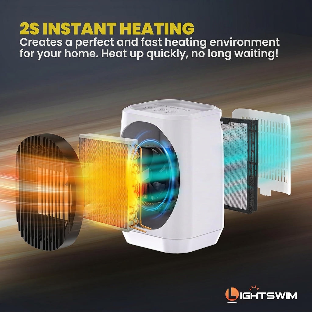 Lightswim QN02 Oscillating Ceramic Fan Heater 1200W White