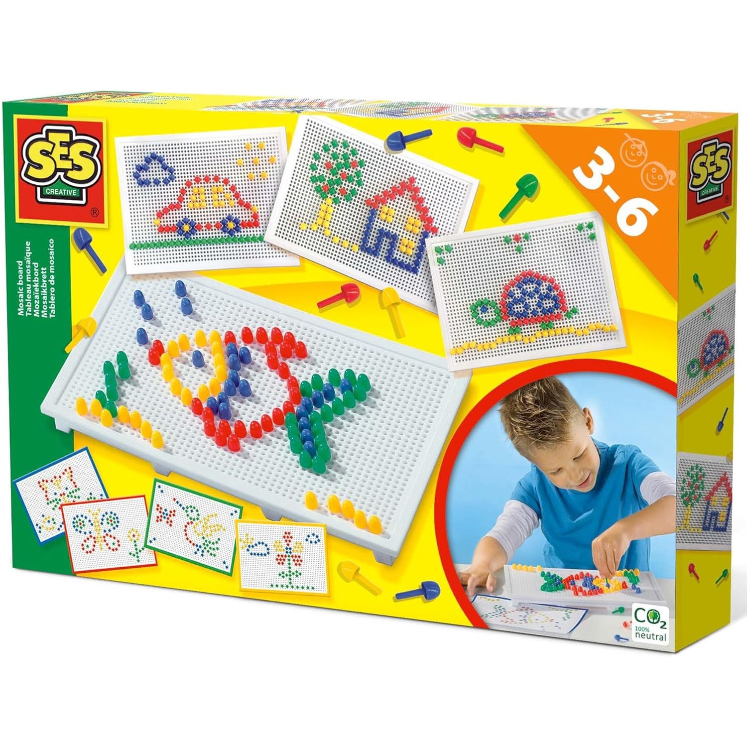 SES Creative Mosaic Board Mixed Colours 100 Piece Creative Play Set
