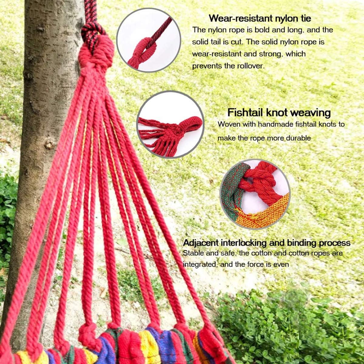 Red Canvas Outdoor Double Hammock – Portable 2‑Person Swing