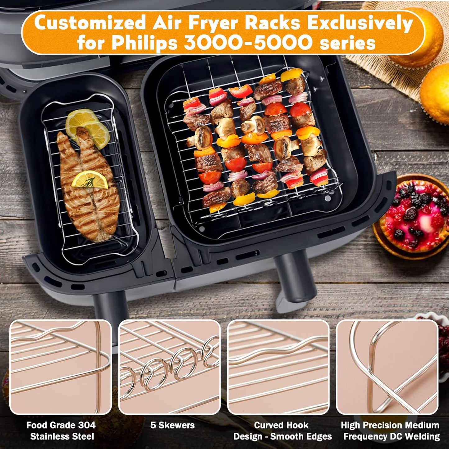 23-Piece Philips Dual Basket Airfryer Accessory Set with Silicone Moulds