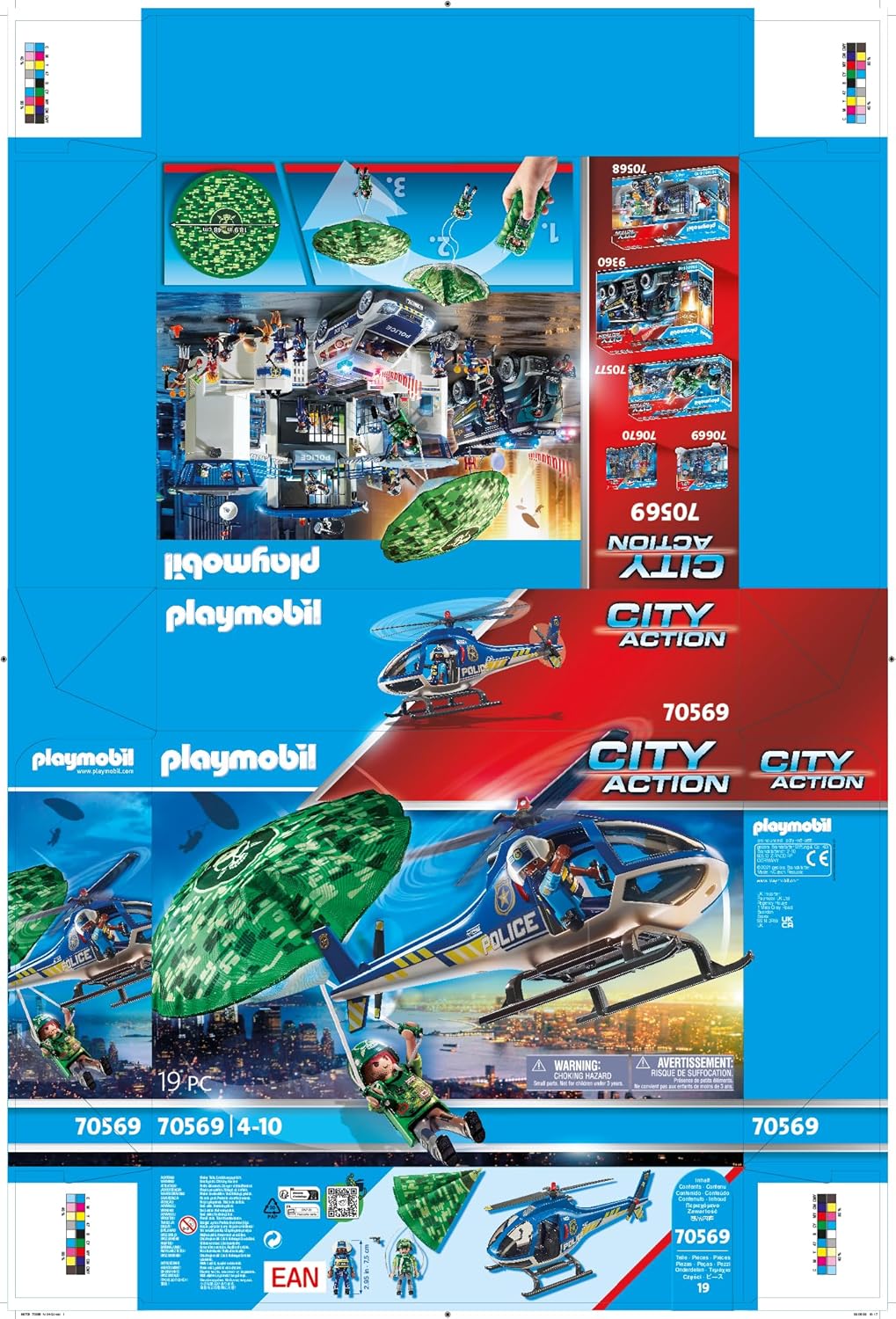 Playmobil City Action Police Helicopter with Parachute and Figures