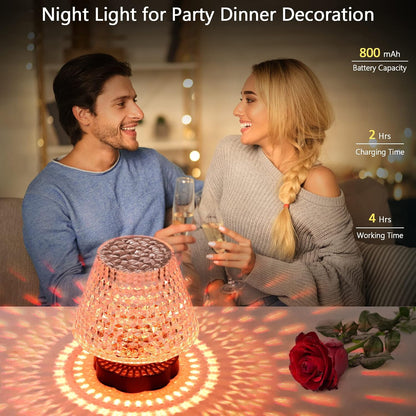 Rouclo Crystal Table Lamp 16 Colours LED USB-C Touch Remote Control 12.5 cm