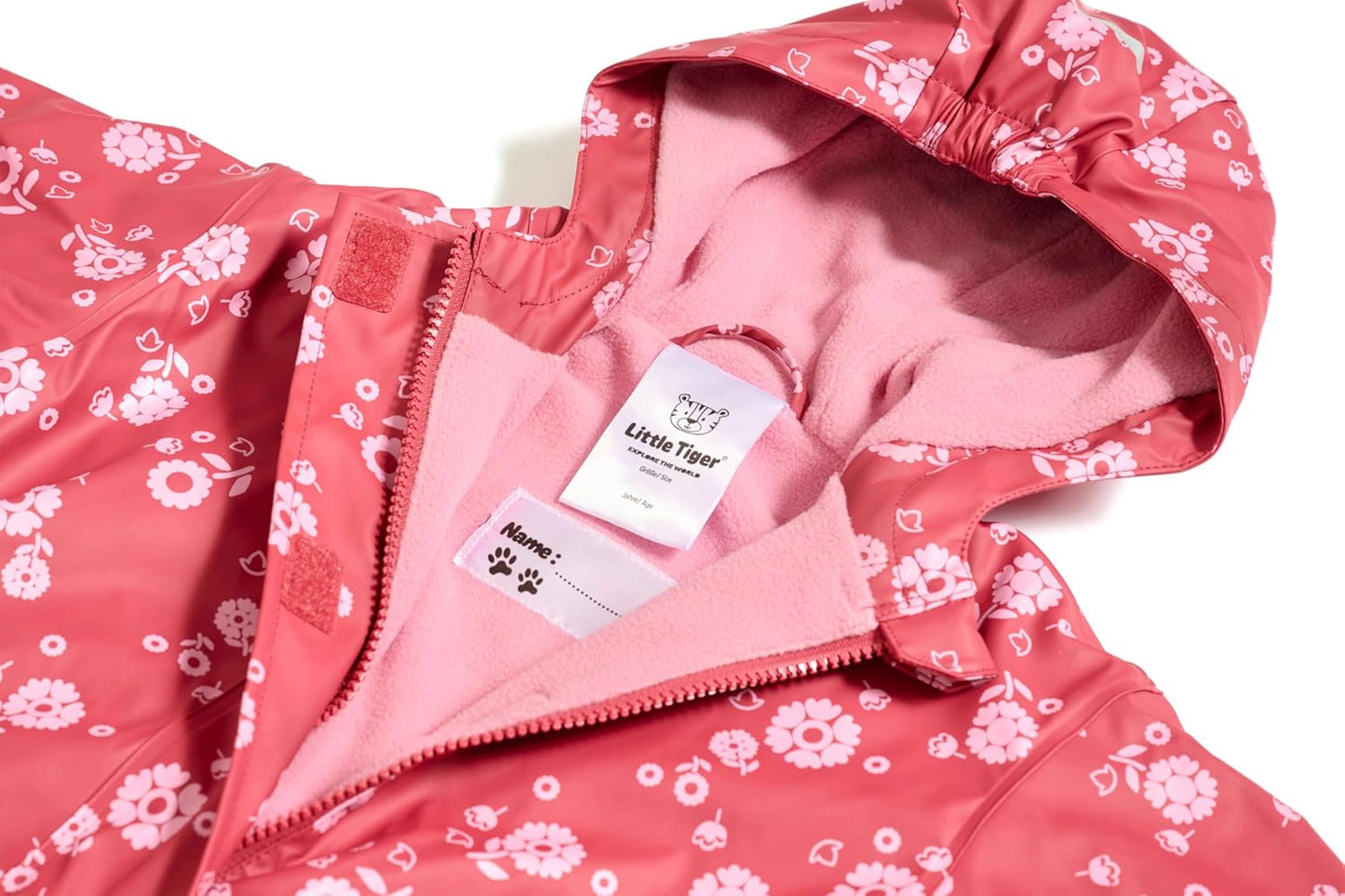 Little Tiger Kids Waterproof Fleece-Lined Rain Jacket with Hood