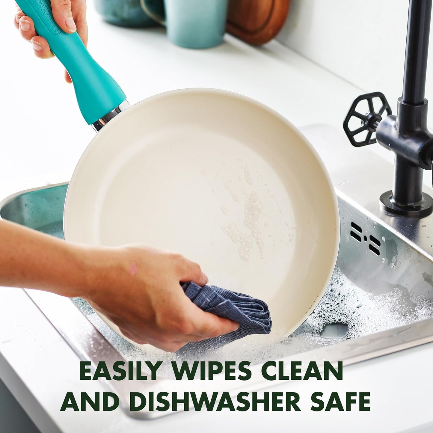 GreenPan Rio 10" Turquoise Ceramic Nonstick Skillet – PFAS-Free, Dishwasher Safe