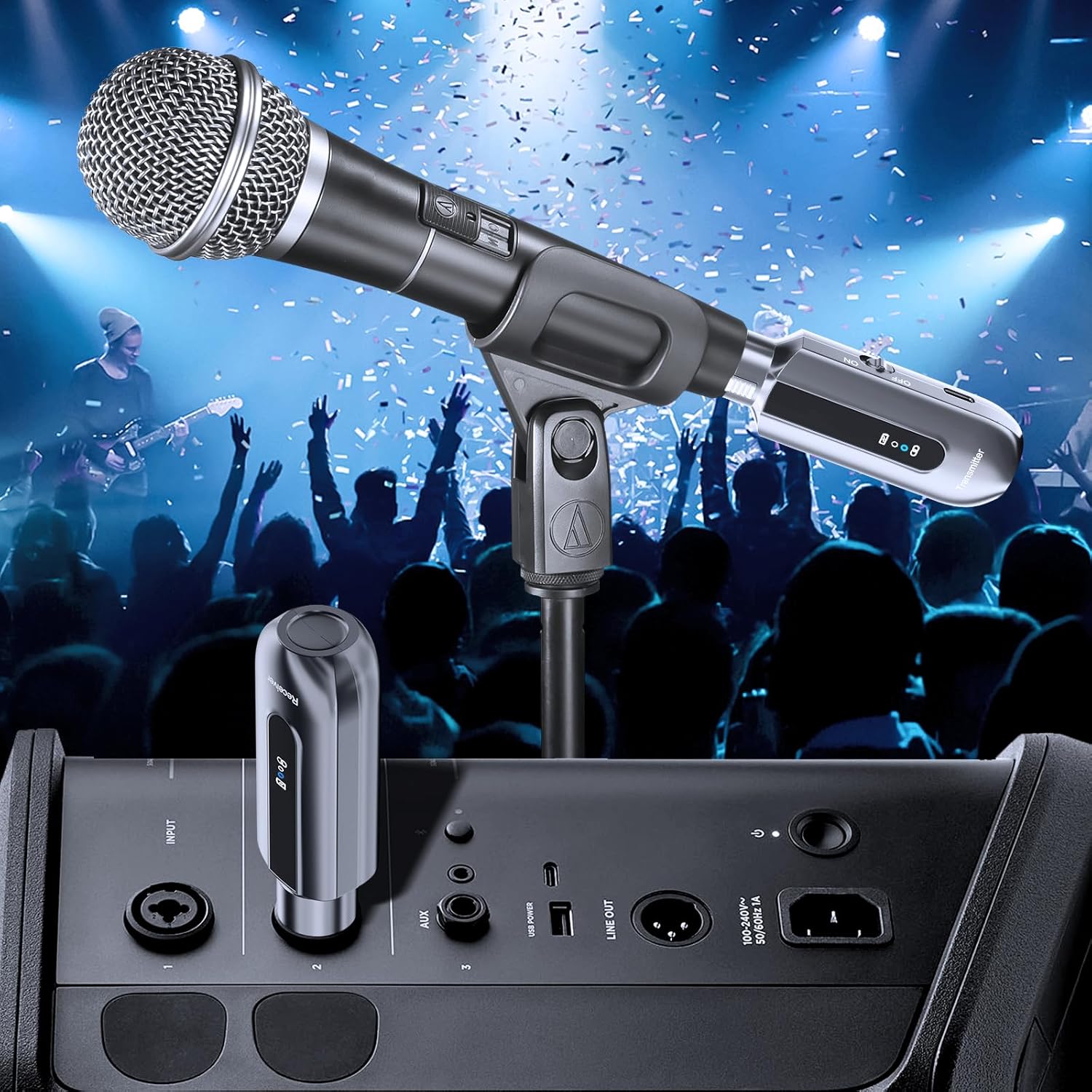 XIAOKOA 2.4GHz XLR Wireless Transmitter & Receiver for Microphones