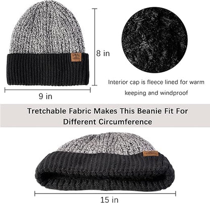 Tofern Black Winter Beanie, Scarf & Touchscreen Gloves Set