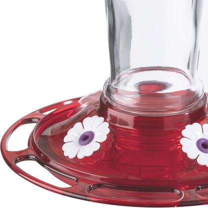 Ruby Red Glass Hummingbird Feeder with Ant Moat – 4 Ports