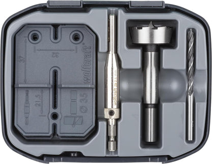 Wolfcraft Hinge Hole Set: Precise 35mm Drilling for Easy Pot Hinge Installation