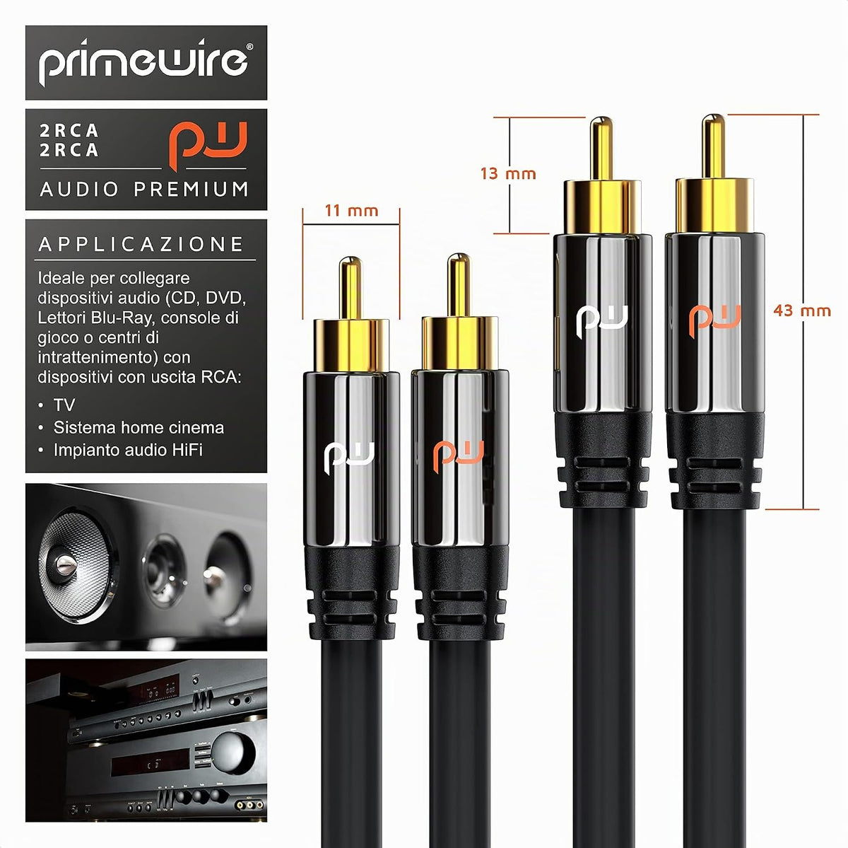 Primewire 2x RCA Male to 2x RCA Male Stereo Audio Cable