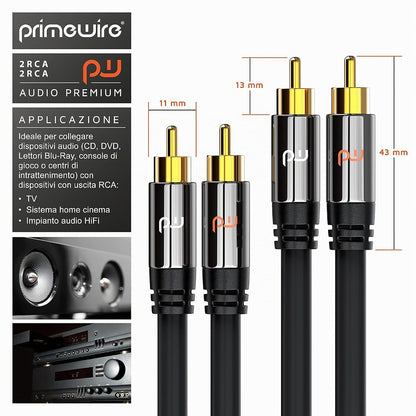 Primewire 2x RCA Male to 2x RCA Male Stereo Audio Cable