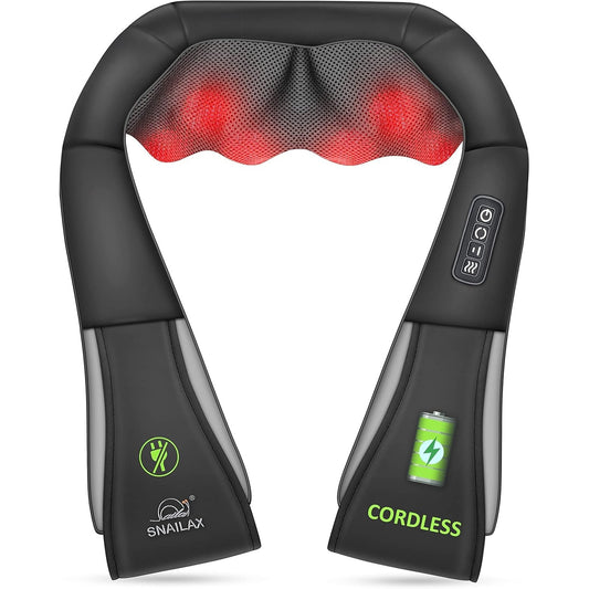 Snailax Cordless Shiatsu Neck and Back Massager with Heat