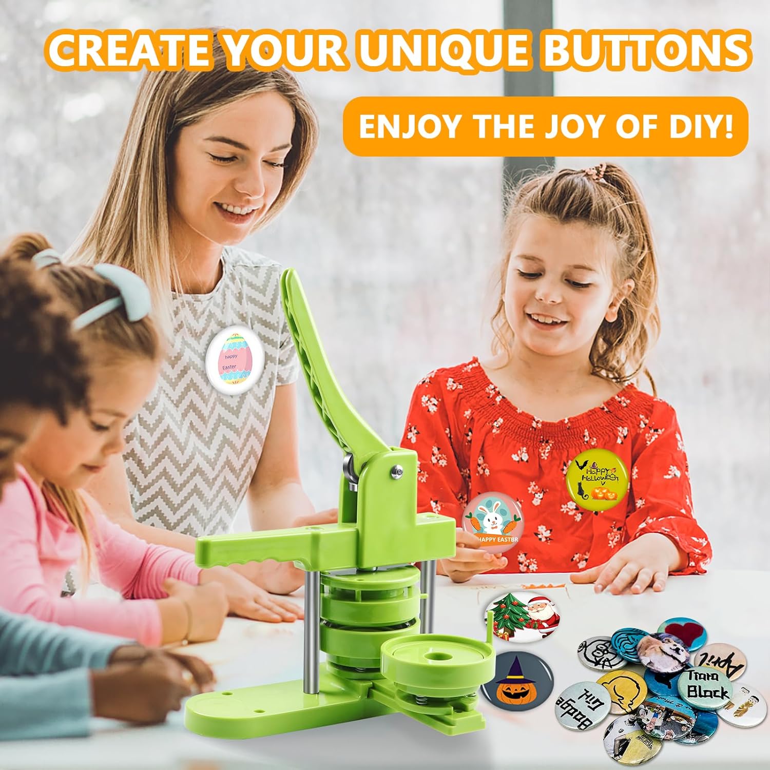 MK.Bear 75mm DIY Button Maker Machine with 100 Supplies