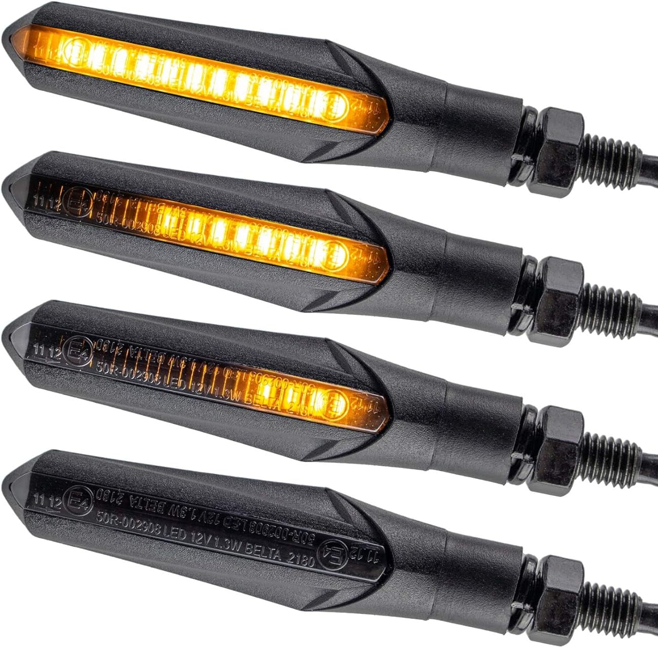 Simda Pro E Mark LED Motorcycle Running Effect Indicator Sequential Black Quad Light