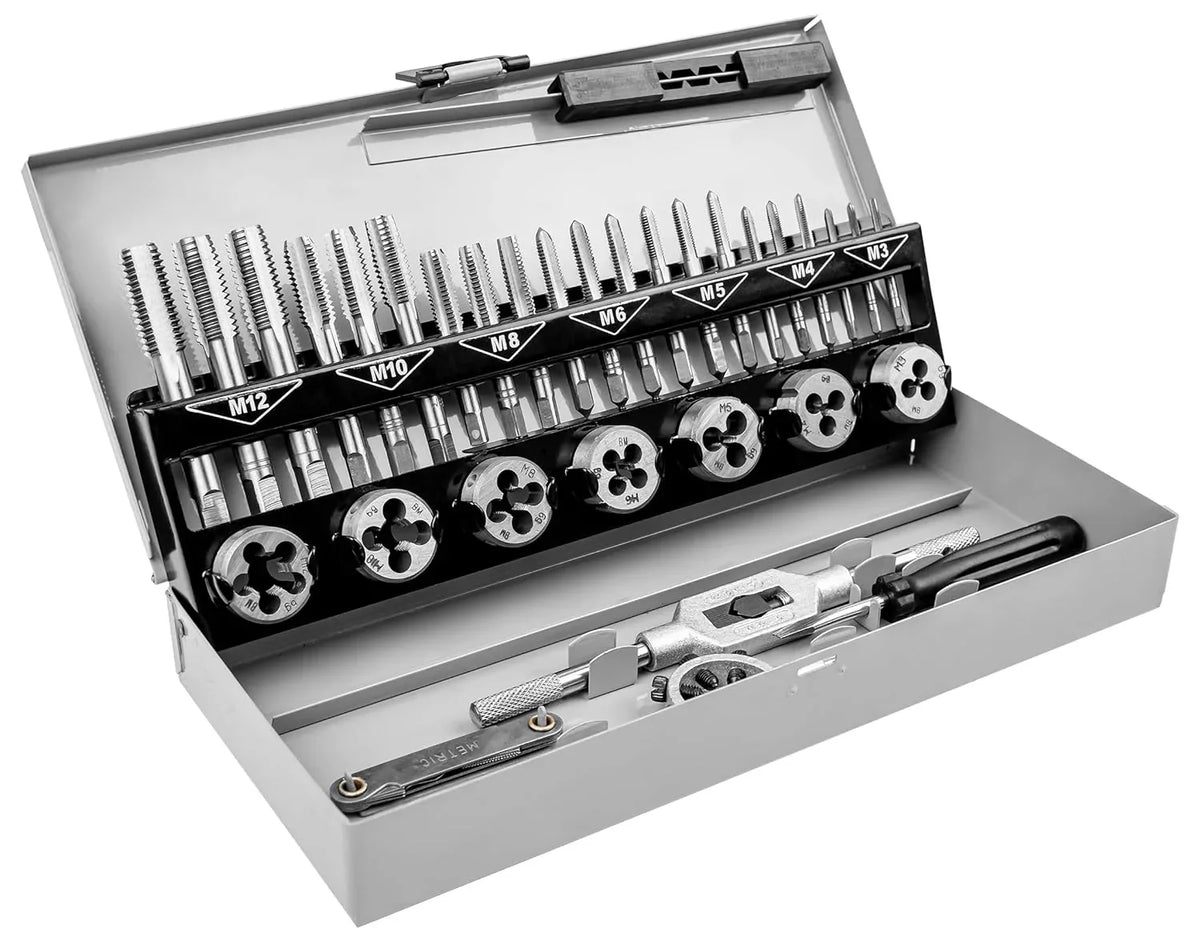 Mannesmann 32-Piece Heavy-Duty Thread Cutting Tool Set, Metal Case - Gomix Brands Outlet