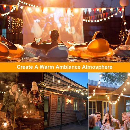 Bomkim G40 Outdoor String Lights 9.5m 25+4 Bulbs IP45 Waterproof Warm White