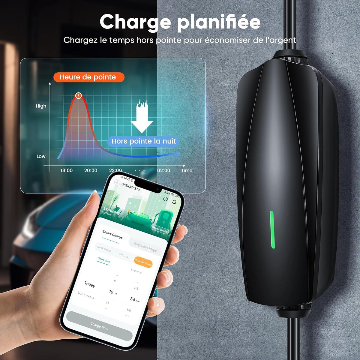 Fitcomf ZBAU203E-CS Type 2 3.68kW 16A Portable EV Charger with 8m Cable
