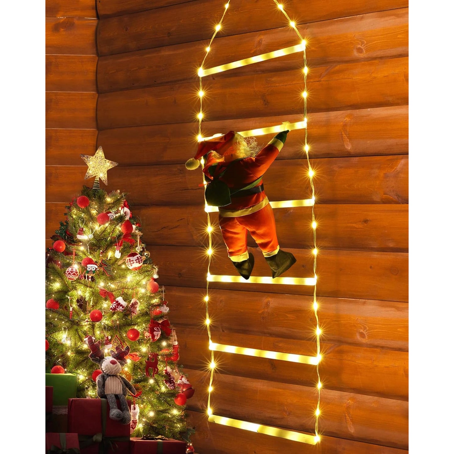 Geemoo 0.75m LED Christmas Ladder 98 Warm White Lights Waterproof