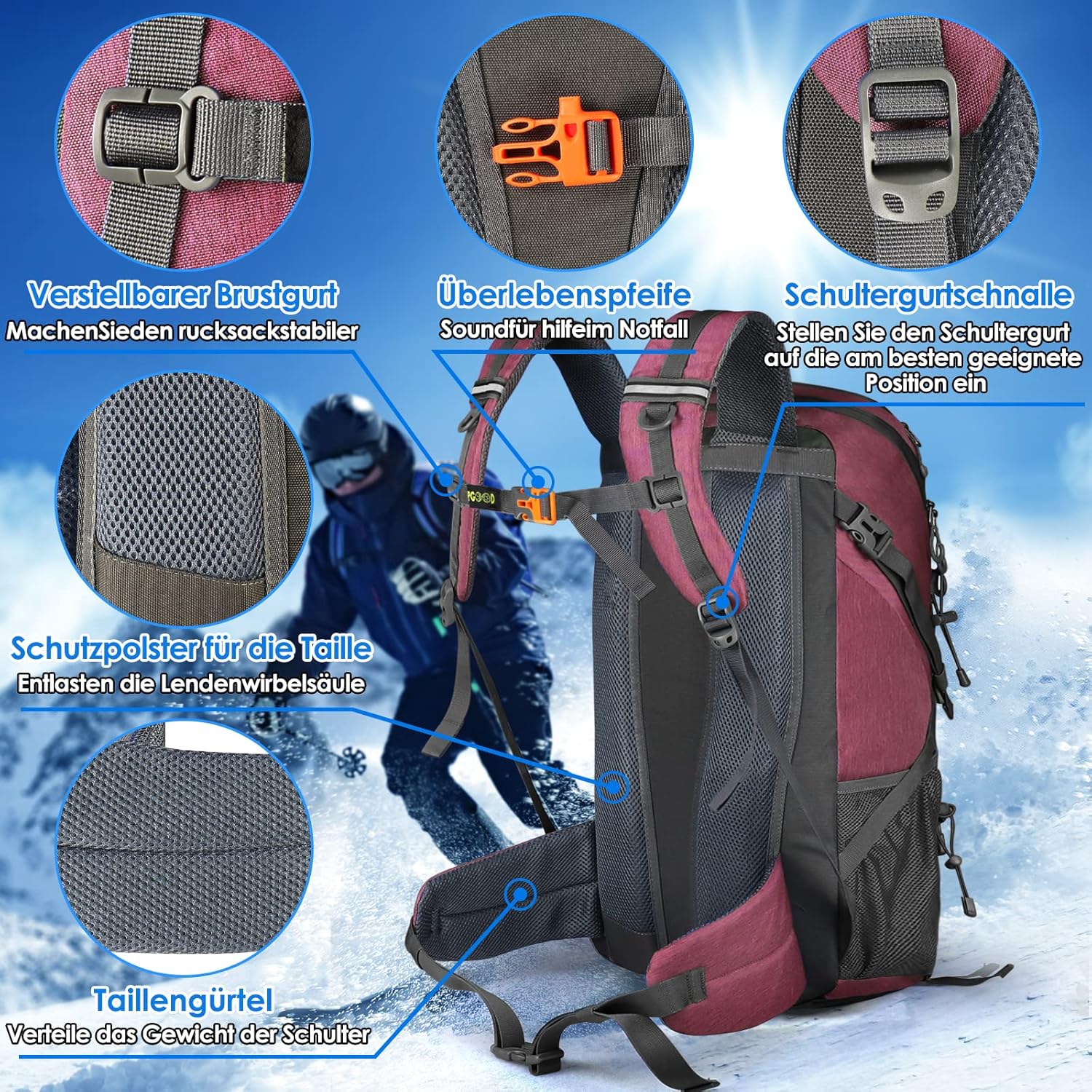 SPGOOD Unisex Waterproof Hiking Backpack 50L Large Capacity