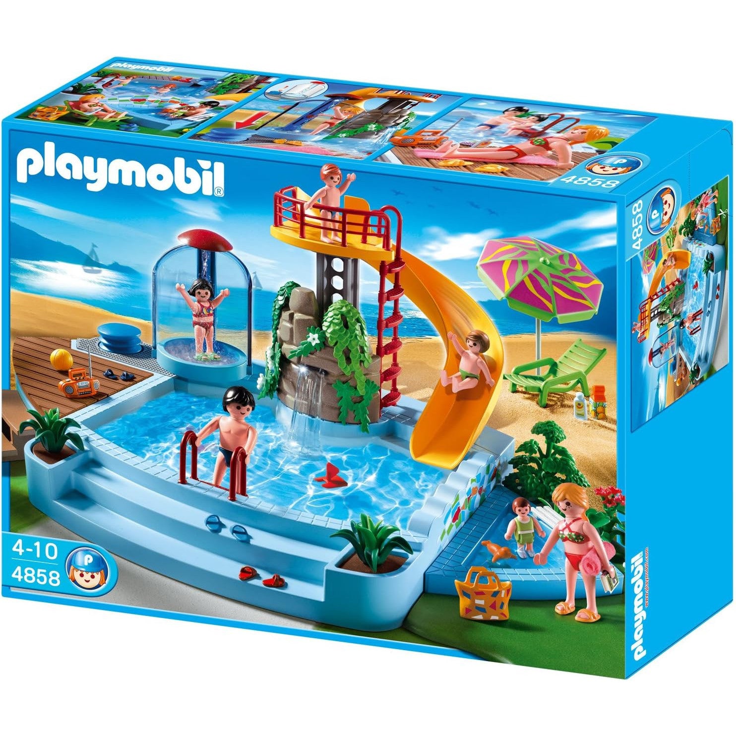 Playmobil 4858 Vibrant Pool with Water Slide Set