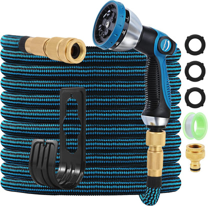 GARDIFE Expandable 15m Garden Hose with 10-Nozzle Brass Connectors