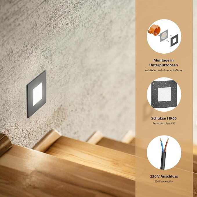 ledscom.de FEX Recessed LED Stair Light 1.1W IP65